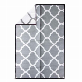 Recycled Plastic Indoor & Outdoor Rug with plastic carry bag: Gray Lattice 5' x 7'