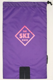 The Ski Pack Youth Purple fabric, pink straps