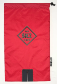 The Ski Pack Adult Red fabric, dark navy straps