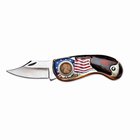 American Flag Coin Pocket Knife (Color: Multi, size: 4 3/16" x 1 7/16" x 13/16")