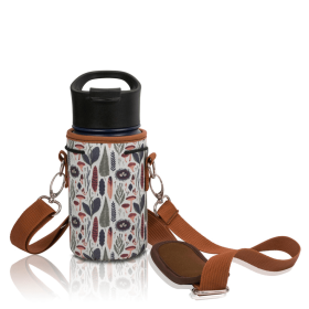 Made Easy Kit Water Bottle Carrier Holder w/Shoulder Strap (Color: Brown Woods, size: Small (12oz-14oz))