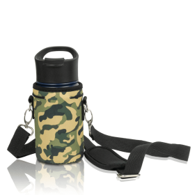 Made Easy Kit Water Bottle Carrier Holder w/Shoulder Strap (Color: Camo, size: Small (12oz-14oz))