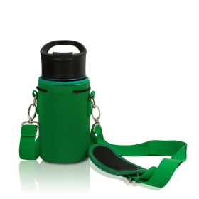 Made Easy Kit Water Bottle Carrier Holder w/Shoulder Strap (Color: Green, size: Small (12oz-14oz))