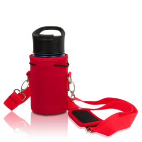 Made Easy Kit Water Bottle Carrier Holder w/Shoulder Strap (Color: Red, size: Small (12oz-14oz))