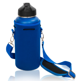 Made Easy Kit Water Bottle Carrier Holder w/Shoulder Strap (Color: Blue, size: Tall & Large (40oz))