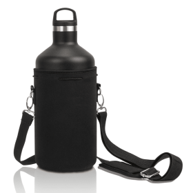 Made Easy Kit Water Bottle Carrier Holder w/Shoulder Strap (Color: Black, size: XL (64oz))