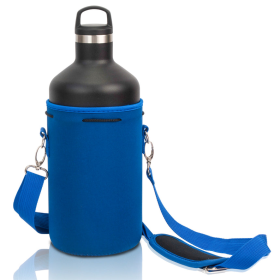 Made Easy Kit Water Bottle Carrier Holder w/Shoulder Strap (Color: Blue, size: XL (64oz))