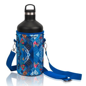 Made Easy Kit Water Bottle Carrier Holder w/Shoulder Strap (Color: Blue Abstract, size: XL (64oz))