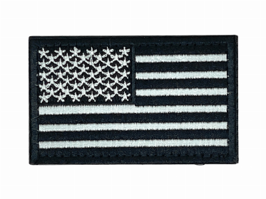 Tactical USA Flag Patch with Detachable Backing (Color: Black & White)