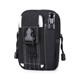 Tactical MOLLE Military Pouch Waist Bag for Hiking and Outdoor Activities (Color: Black/White)