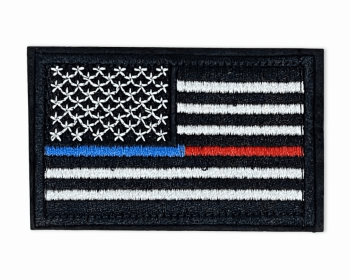 Tactical USA Flag Patch with Detachable Backing (Color: Red Blue Line)