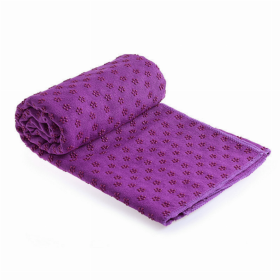 Premium Absorption Hot Yoga Mat Towel with Slip-Resistant Grip Dots (Color: Dark Purple)