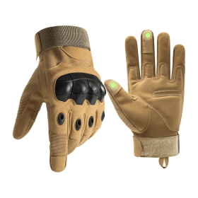 Tactical Military Airsoft Gloves for Outdoor Sports, Paintball, and Motorcycling with Touchscreen Fingertip Capability (Color: Tan, size: large)