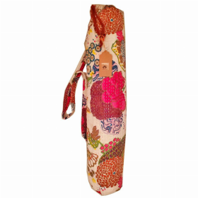 Bohemian Kantha Quilt Cotton Fabric Yoga Mat Bag Carrier (Color: White, size: 28)