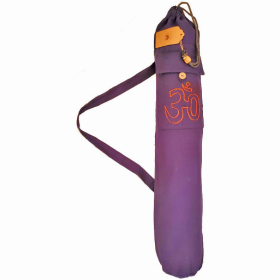 Cotton Hindu Sanskrit Aum Yoga Mat Bag Carrier with Front Pocket (Color: Blue, size: 30)