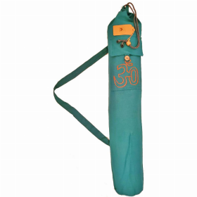 Cotton Hindu Sanskrit Aum Yoga Mat Bag Carrier with Front Pocket (Color: Green, size: 30)